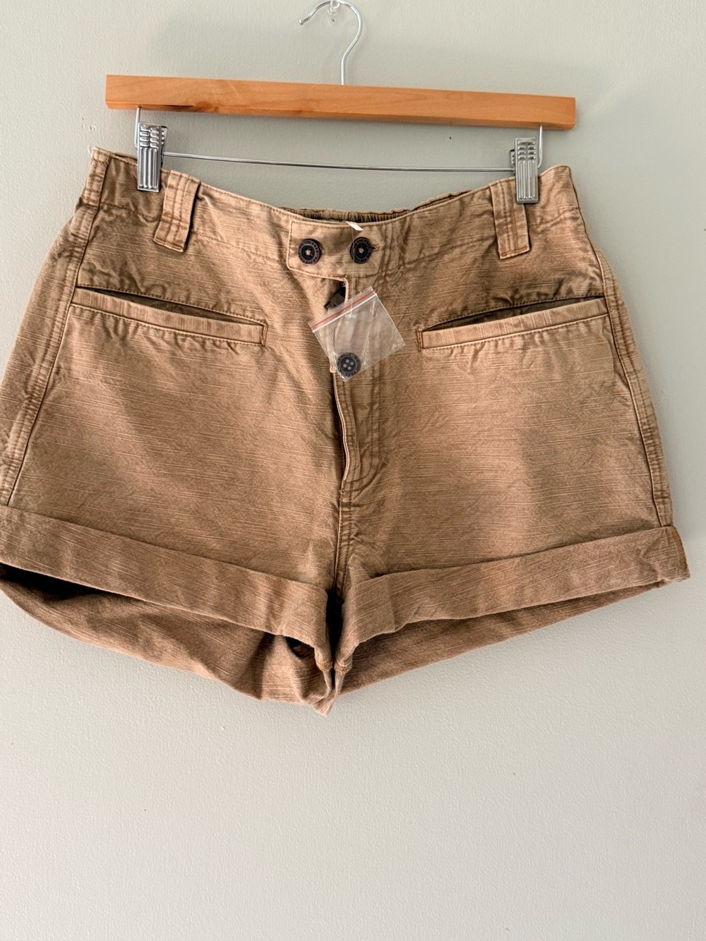 Free People We The Free Cotton Utility Shorts Tan Khaki Size 8 NWOT